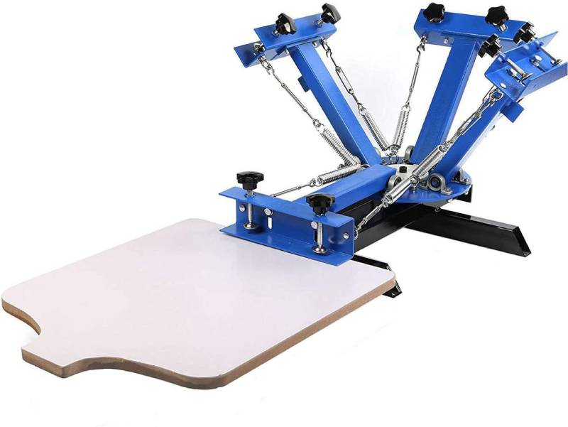 SHZOND Screen Printing Press 4 Color 1 Station Silk Screen Printing Machine 21.7" x 17.7" Removable Pallet Screen Printing Machine Press for T-Shirt DIY Printing