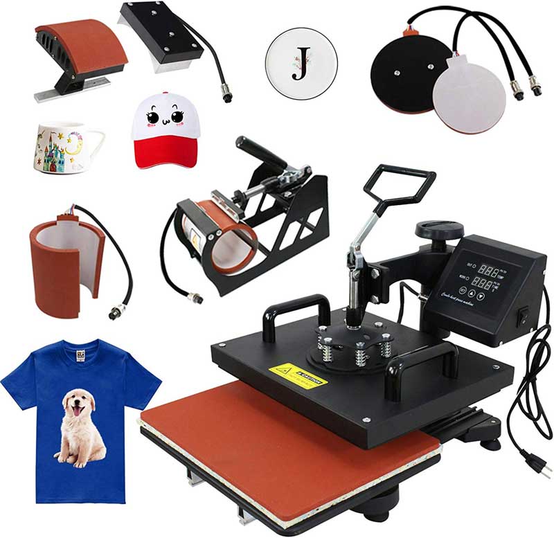 F2C Pro 5 in 1 Combo Heat Press Machine T-Shirt Hat Cap Mug Plate Digital Transfer Sublimation Machine
