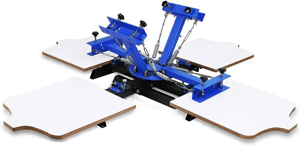 VEVOR Screen Printing Machine 4 Color 4 Station Silk Screen Printing Machine 17.7x21.7Inch Screen Printing Press for T-Shirt DIY Printing Removable Palle